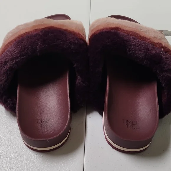 Women time and tru fur slide brand new size 11 - Picture 4 of 6
